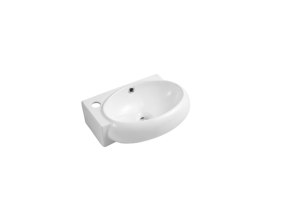 Modern Oval Ceramic Cloakroom Basin Right Hand Bathroom Sink