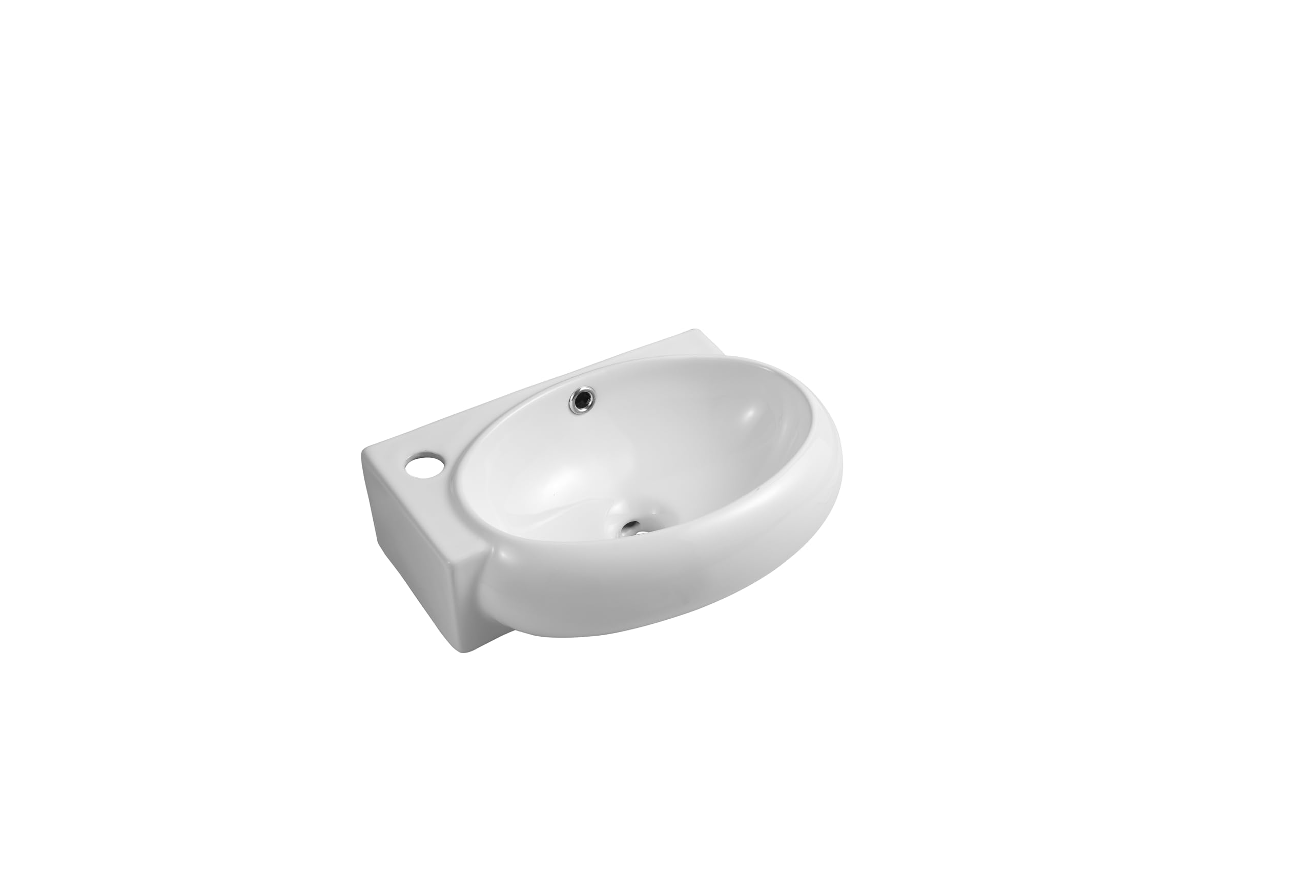 Modern Oval Ceramic Cloakroom Basin Right Hand Bathroom Sink