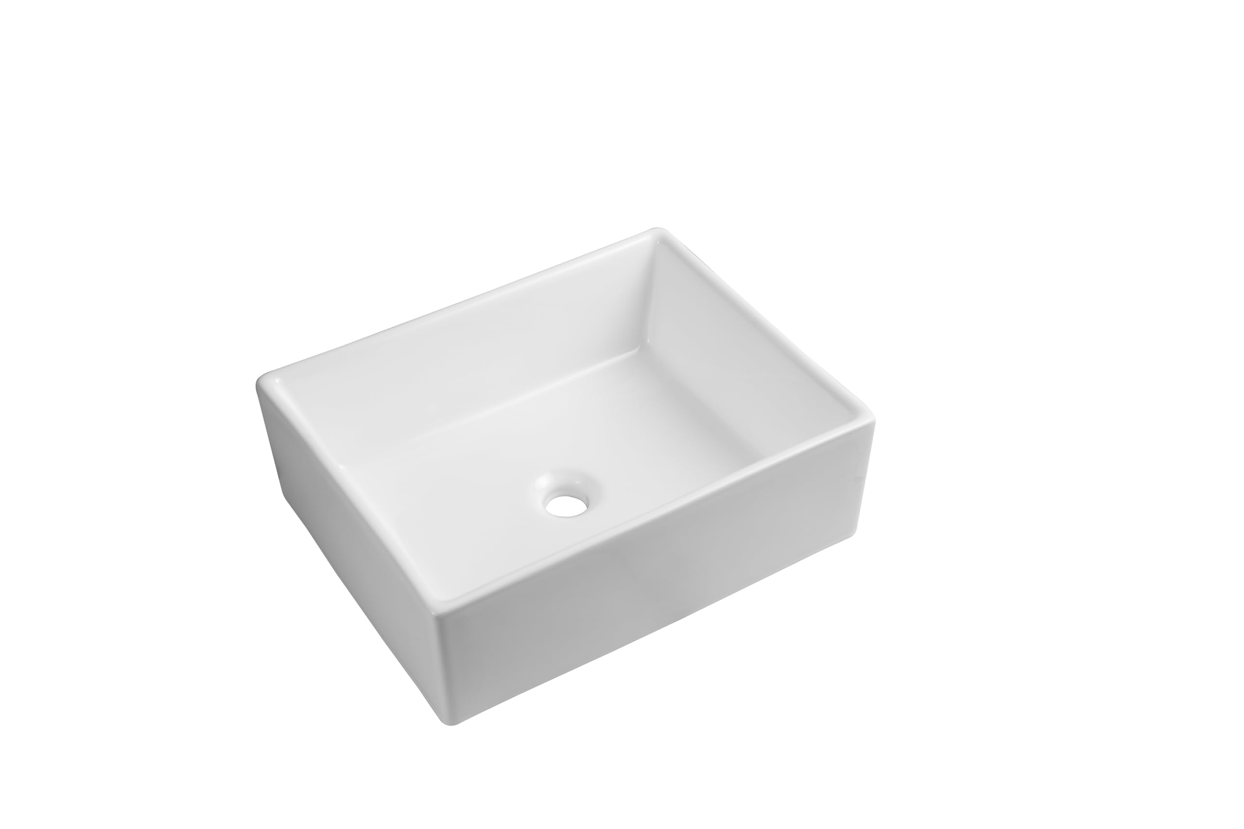Modern Rectangular White Gloss Countertop Ceramic Wash Basin Sink