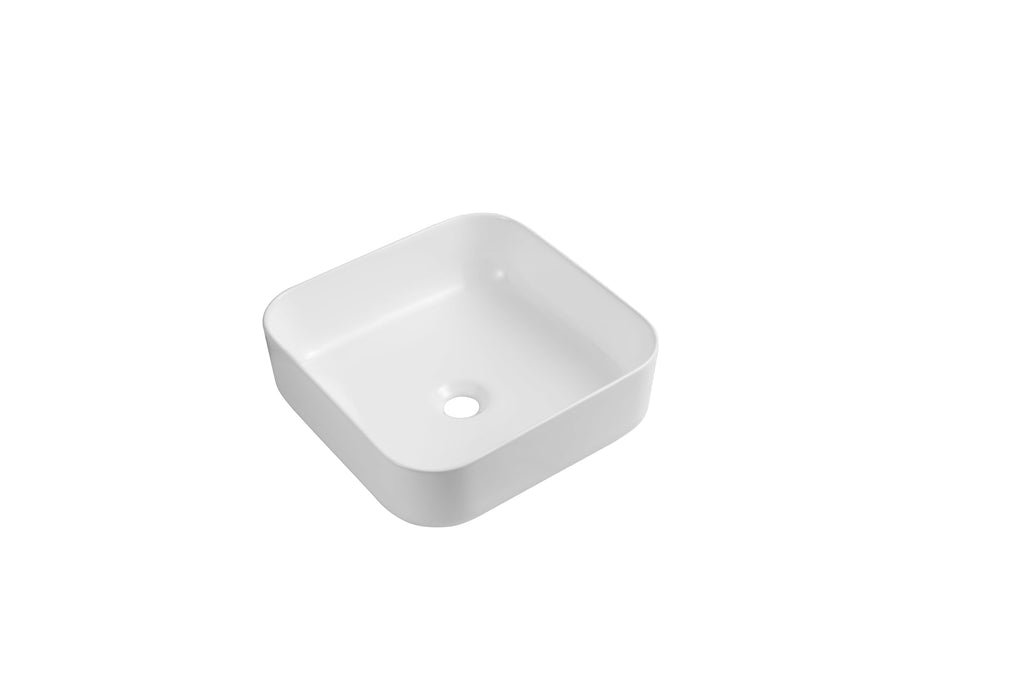 Modern Square White Gloss Countertop Ceramic Wash Basin Sink