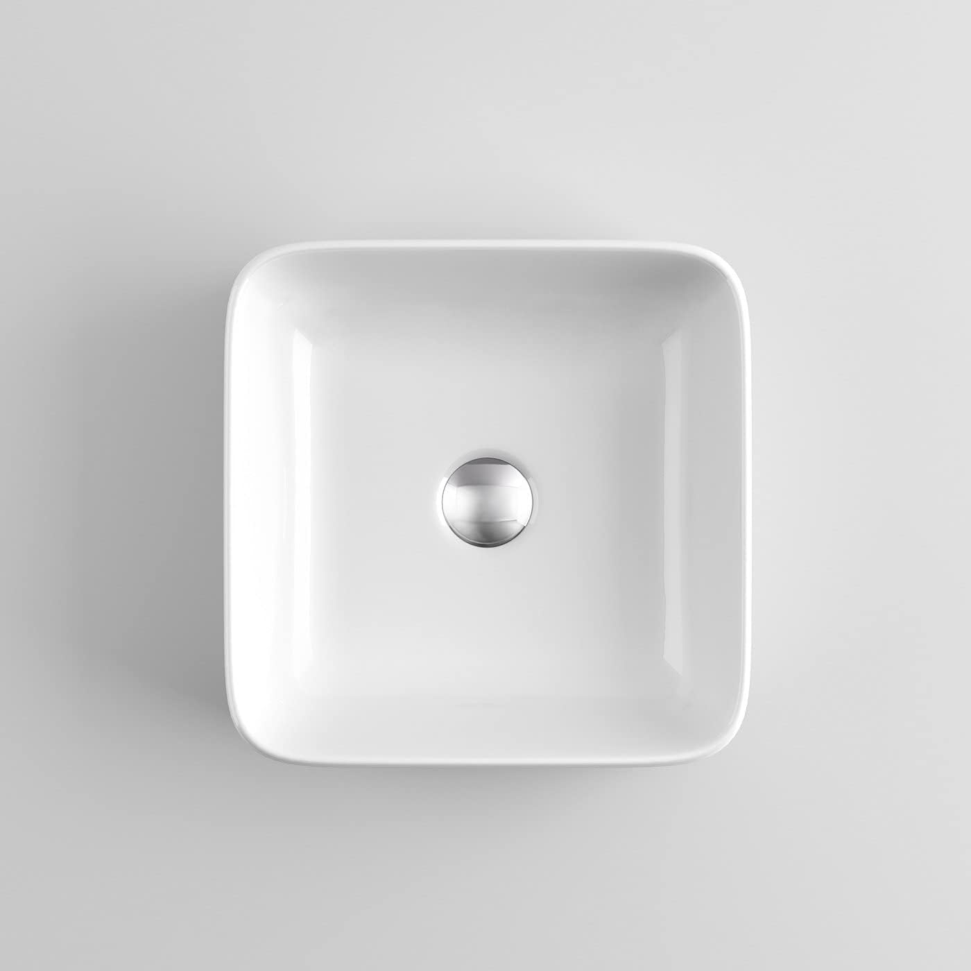 Modern Square White Gloss Countertop Ceramic Wash Basin Sink