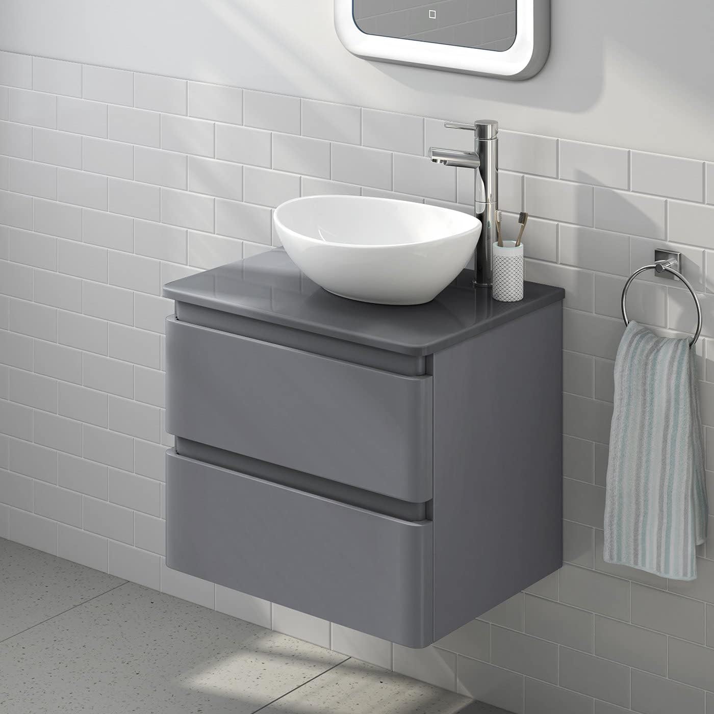 Modern Oval Gloss White Countertop Basin Sink Ceramic