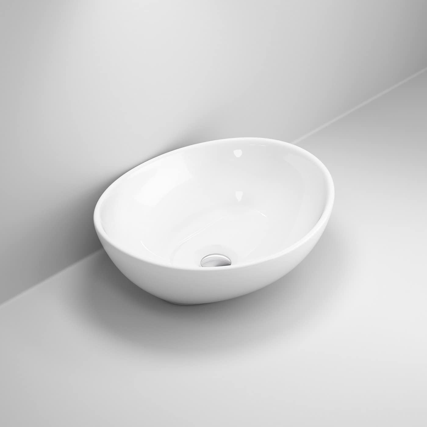 Modern Oval Gloss White Countertop Basin Sink Ceramic