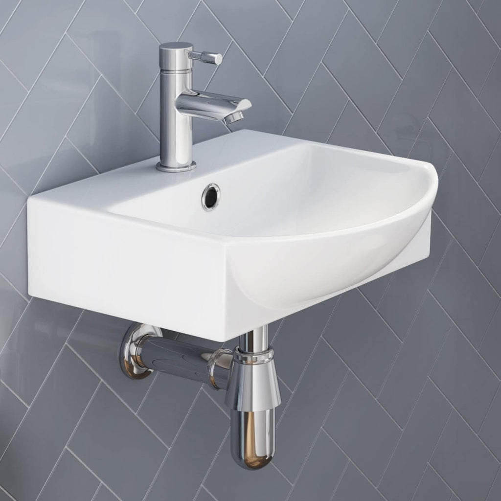 Modern Wall Hung Curved Counter Top Ceramic Wash Basin Sink