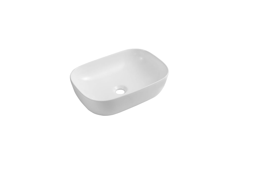 Modern Curved Countertop Sink Wash Basin Gloss White Ceramic