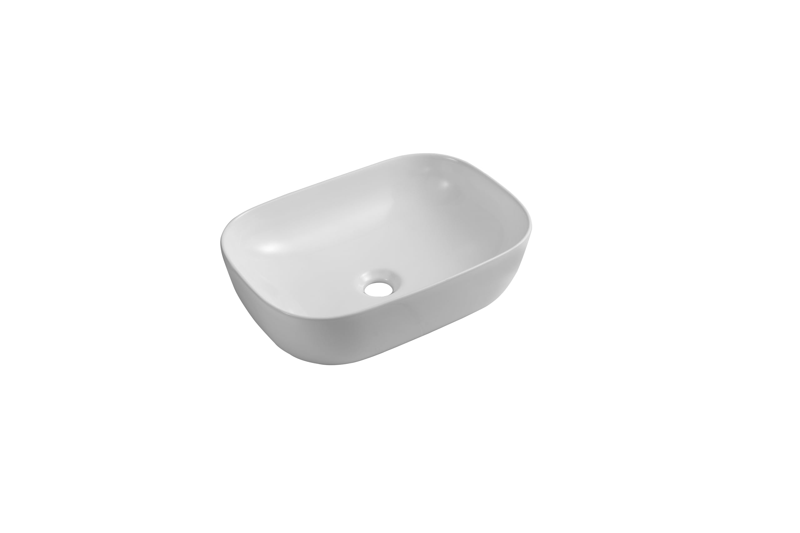 Modern Curved Countertop Sink Wash Basin Gloss White Ceramic