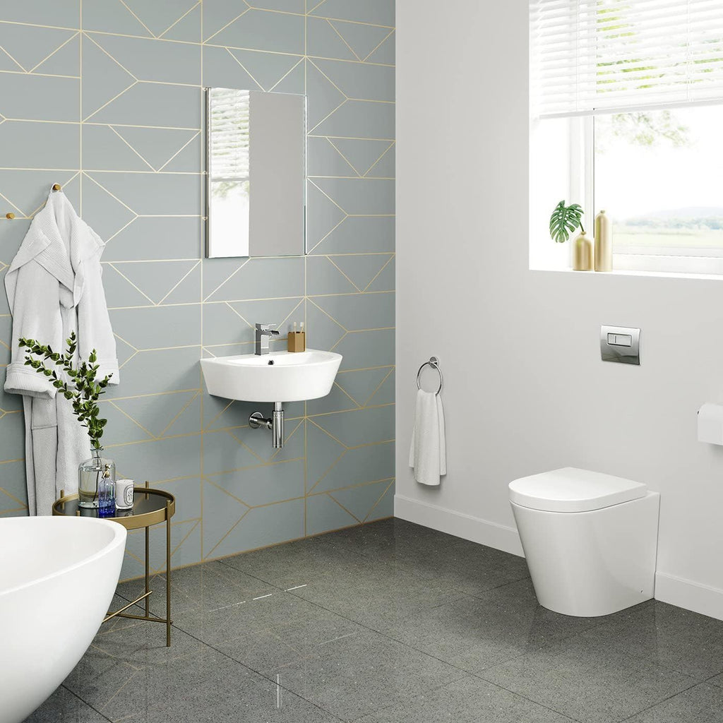 Modern Curved Ceramic Basin Wall Hung Cloakroom Bathroom Sink