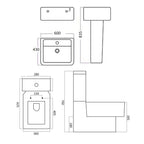 iBathUK Basics Close Coupled Toilet & Round Pedestal Basin, Stylish Complete Bathroom Suites for Contemporary Home