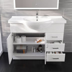 iBathUK Quartz Basin Vanity Unit, Sink Cabinet with Drawers, Modern Bathroom Storage Furniture, Vanity Unit with Basin, White Gloss, 1050mm