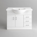 iBathUK Quartz Basin Vanity Unit, Sink Cabinet with Drawers, Modern Bathroom Storage Furniture, Vanity Unit with Basin, White Gloss, 1050mm