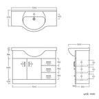 iBathUK Quartz Basin Vanity Unit, Sink Cabinet with Drawers, Modern Bathroom Storage Furniture, Vanity Unit with Basin, White Gloss, 1050mm