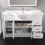 iBathUK Quartz Basin Vanity Unit, Sink Cabinet with Drawers, Modern Bathroom Storage Furniture, Vanity Unit with Basin, White Gloss, 1200mm