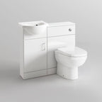 iBathUK Cove Vanity Basin Unit & Back to Wall Toilet Set, Compact Modern Bathroom Furniture Combo, Vanity Unit with Basin, White Gloss, 900mm