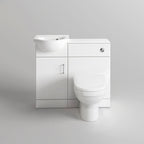 iBathUK Cove Vanity Basin Unit & Back to Wall Toilet Set, Compact Modern Bathroom Furniture Combo, Vanity Unit with Basin, White Gloss, 900mm