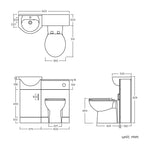 iBathUK Cove Vanity Basin Unit & Back to Wall Toilet Set, Compact Modern Bathroom Furniture Combo, Vanity Unit with Basin, White Gloss, 900mm