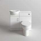 iBathUK Cove Vanity Unit & Round Toilet Set, Modern Bathroom Sink & Storage Furniture Combo, Vanity Unit with Basin, White Gloss, 903mm