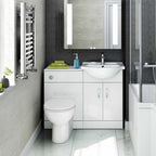 Quartz - 1048 mm White Gloss Vanity Unit Round Toilet Bathroom Sink Storage Furniture