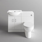 Quartz - 1048 mm White Gloss Vanity Unit Round Toilet Bathroom Sink Storage Furniture