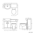 Quartz - 1048 mm White Gloss Vanity Unit Round Toilet Bathroom Sink Storage Furniture