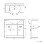 iBathUK Quartz Basin Vanity Unit, Bathroom Sink Cabinet with Storage, Modern Space-Saving Furniture, Vanity Unit with Basin, White Gloss, 850mm