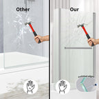 805 x 1400mm Bathroom L Shape Bath Shower Glass Screen with Towel Rail
