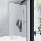 805 x 1400mm Bathroom L Shape Bath Shower Glass Screen with Towel Rail
