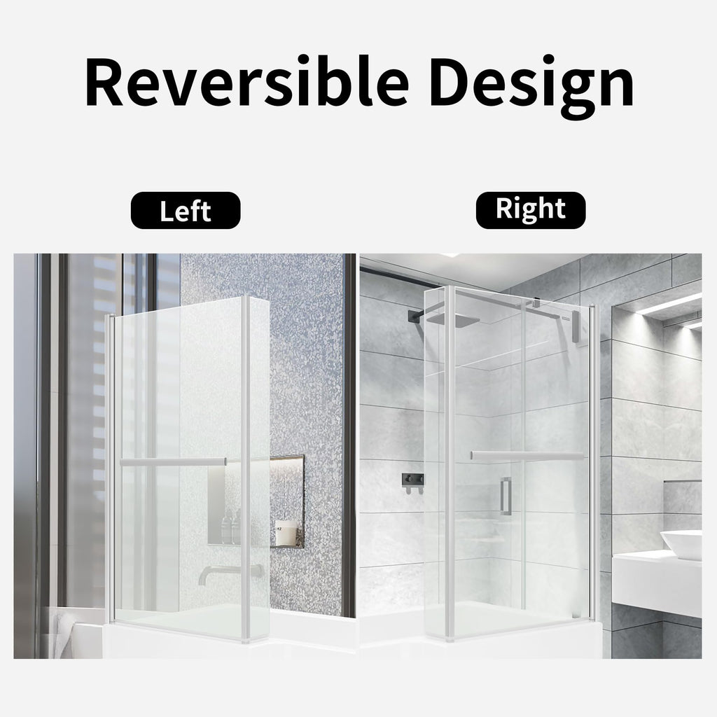 805 x 1400mm Bathroom L Shape Bath Shower Glass Screen with Towel Rail