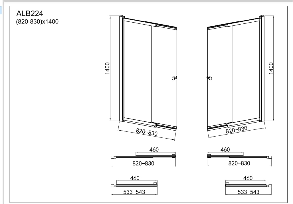 Sliding Bath Shower Glass Extending Screen Reversible Door Panel