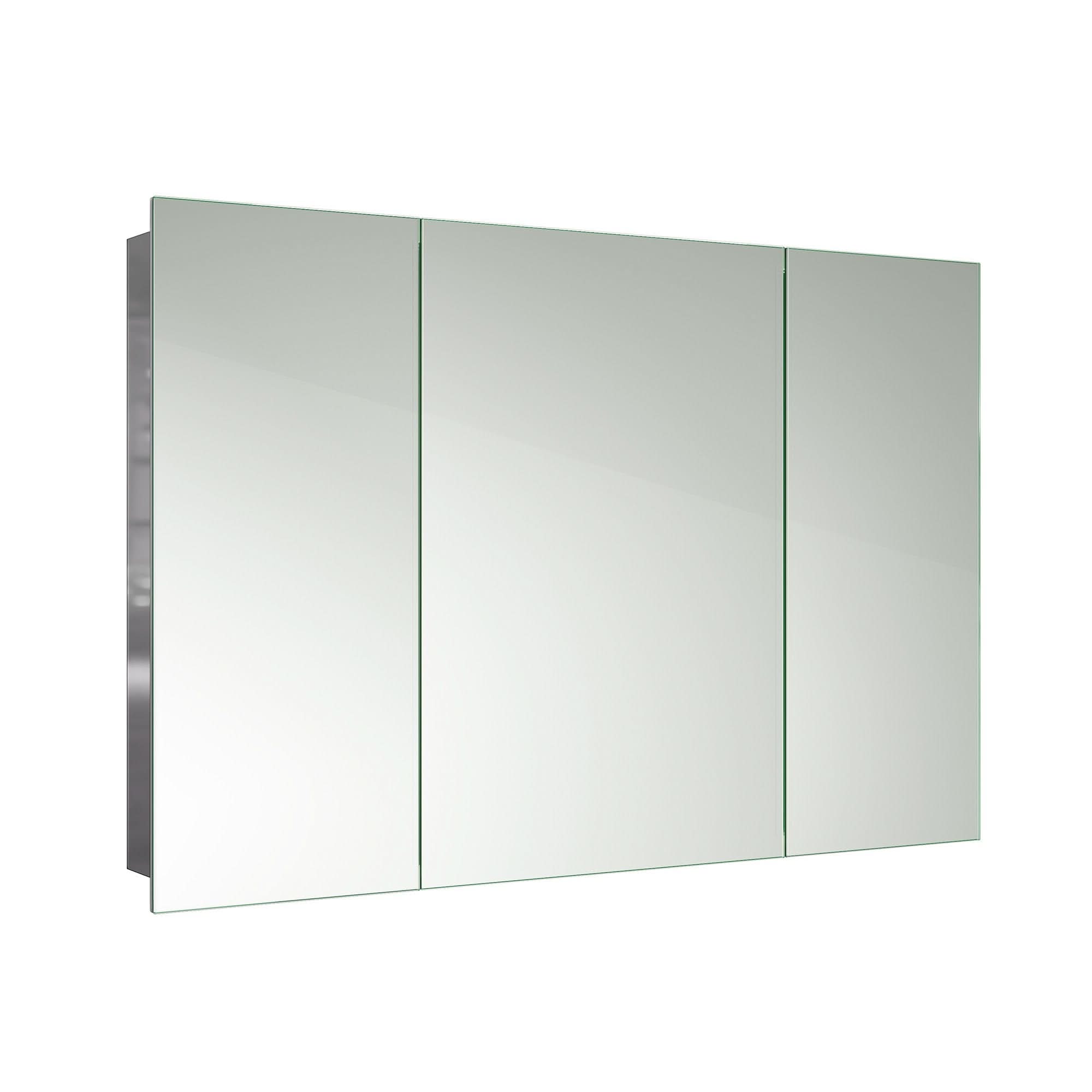 Wall Mount Stainless Steel 3 Doors Non Illuminated Mirror Cabinet - 600mm x 900mm