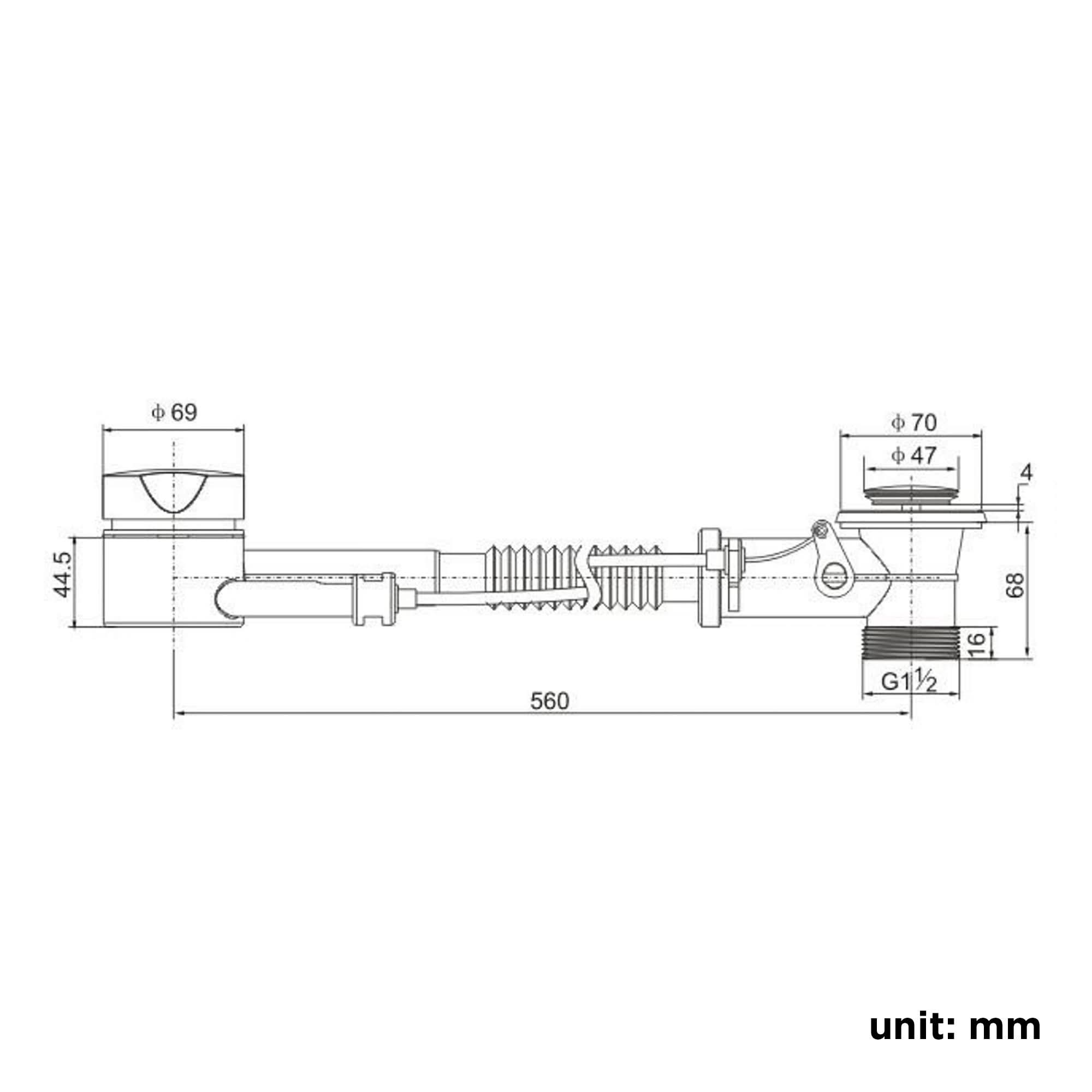 iBathUK Swivo Bath Overflow Pop-Up Waste, Chrome-Plated Brass Fitting with Easy Control & Secure Water Drainage
