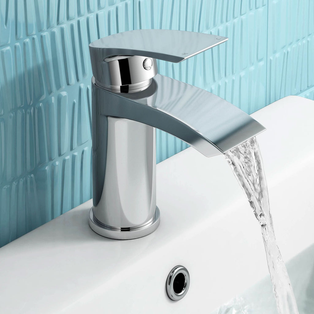 iBathUK Nexor Cloakroom Basin Mixer Tap, Modern Chrome Bathroom Sink Faucet for Compact Basins, Basin with Mixer Tap