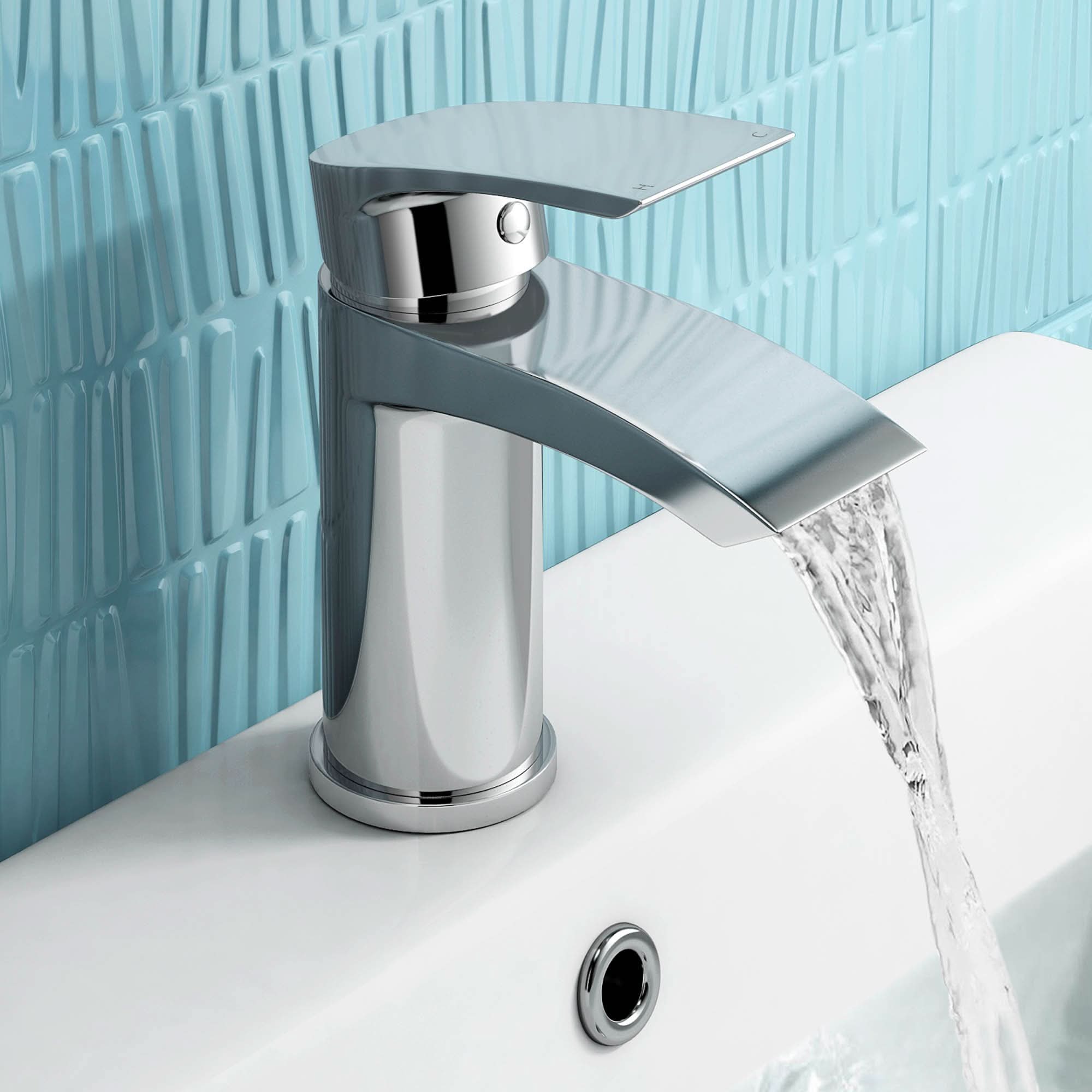 iBathUK Nexor Cloakroom Basin Mixer Tap, Modern Chrome Bathroom Sink Faucet for Compact Basins, Basin with Mixer Tap