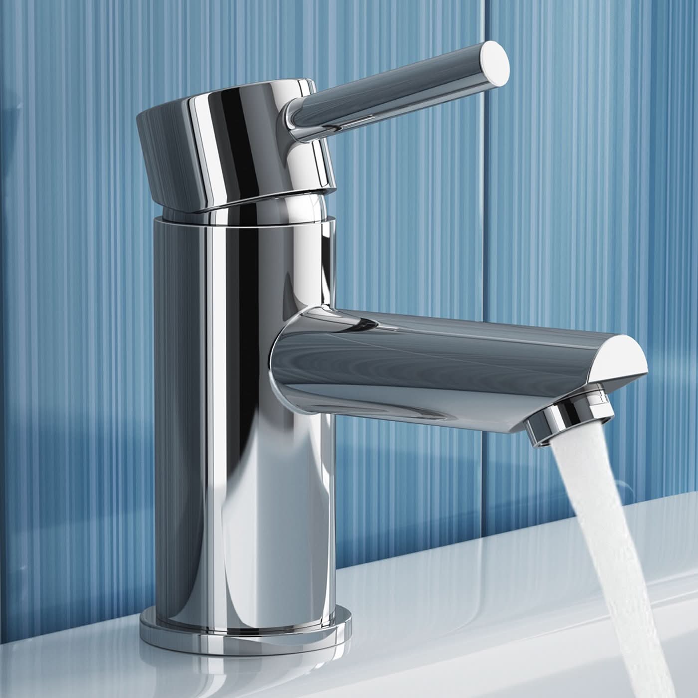 iBathUK Xylen Cloakroom Basin Mixer Tap, Compact Bathroom Sink Faucet with Single Lever Control for Modern Spaces, Basin with Mixer Tap, Chrome