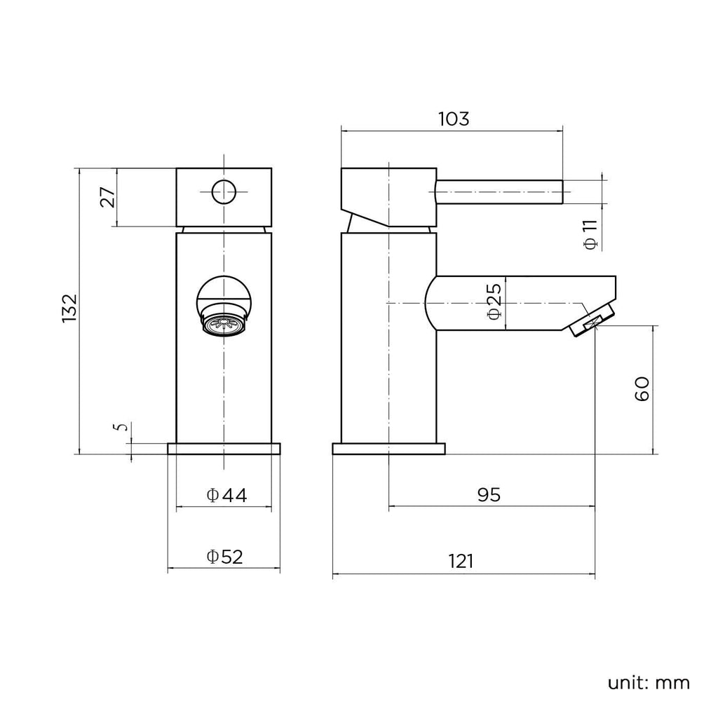 iBathUK Xylen Cloakroom Basin Mixer Tap, Compact Bathroom Sink Faucet with Single Lever Control for Modern Spaces, Basin with Mixer Tap, Chrome