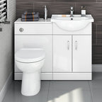 1048mm White Gloss Vanity Basin Unit Back to Wall Toilet Furniture Set