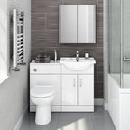 1048mm White Gloss Vanity Basin Unit Back to Wall Toilet Furniture Set