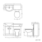 1048mm White Gloss Vanity Basin Unit Back to Wall Toilet Furniture Set