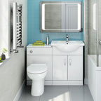 1138mm White Gloss Vanity Basin Unit + Back to Wall Toilet Furniture Set