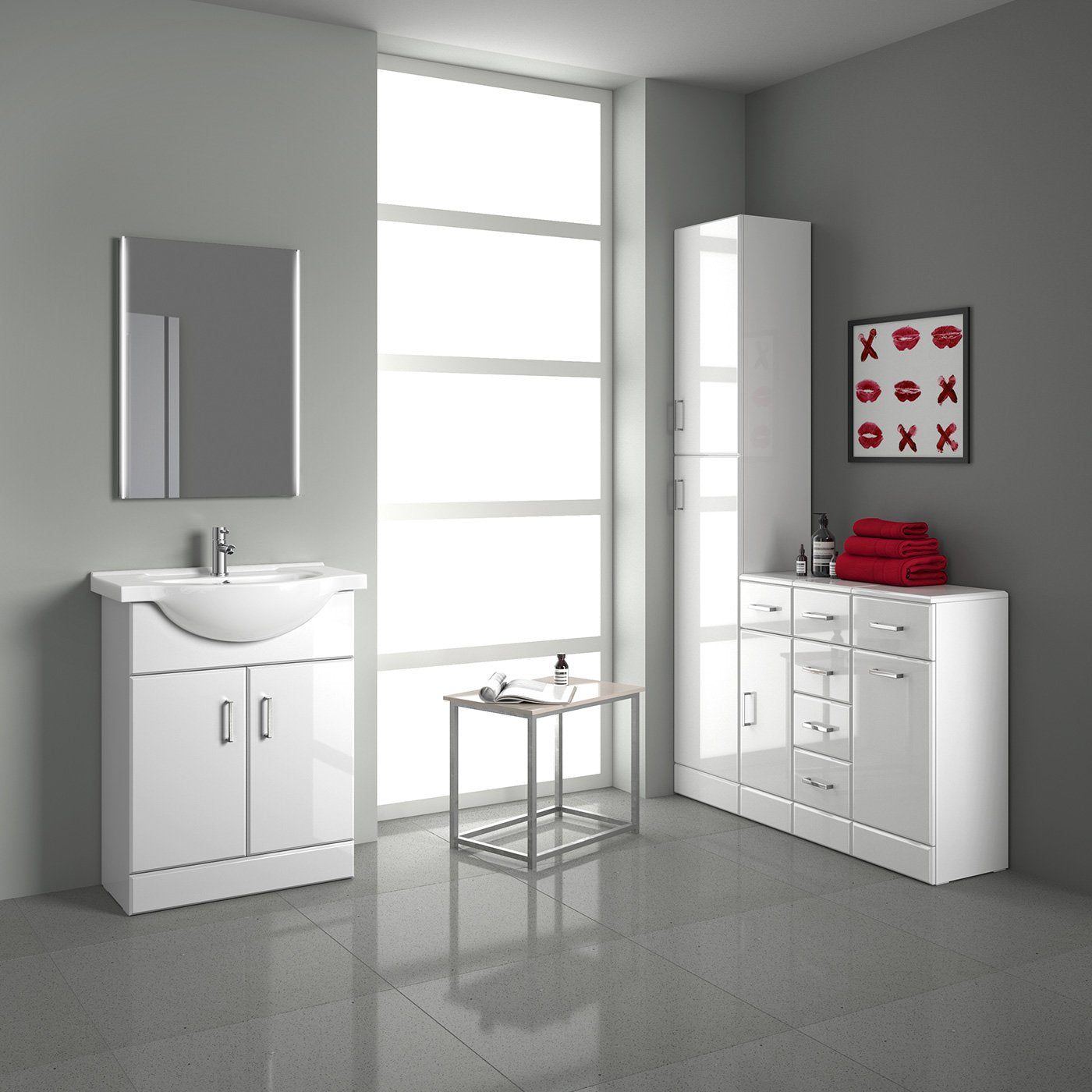 QUARTZ 650 BASIN UNIT HIGH GLOSS WHITE