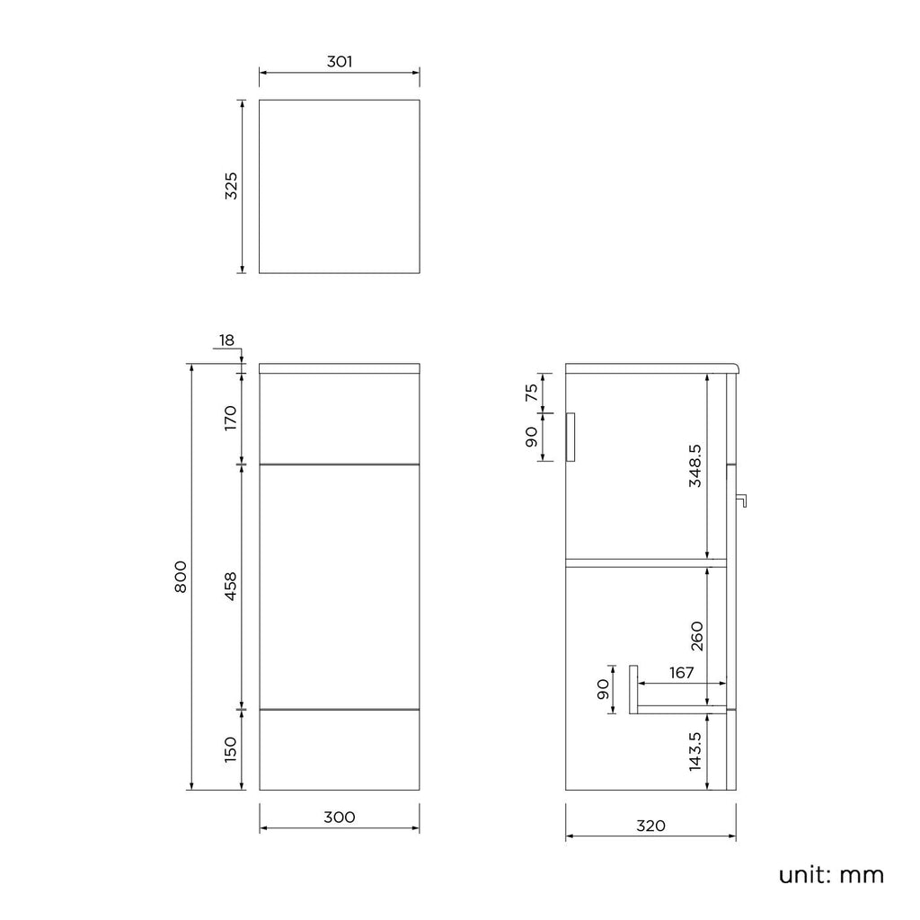 Harper 300mm Cupboard Unit - Grey