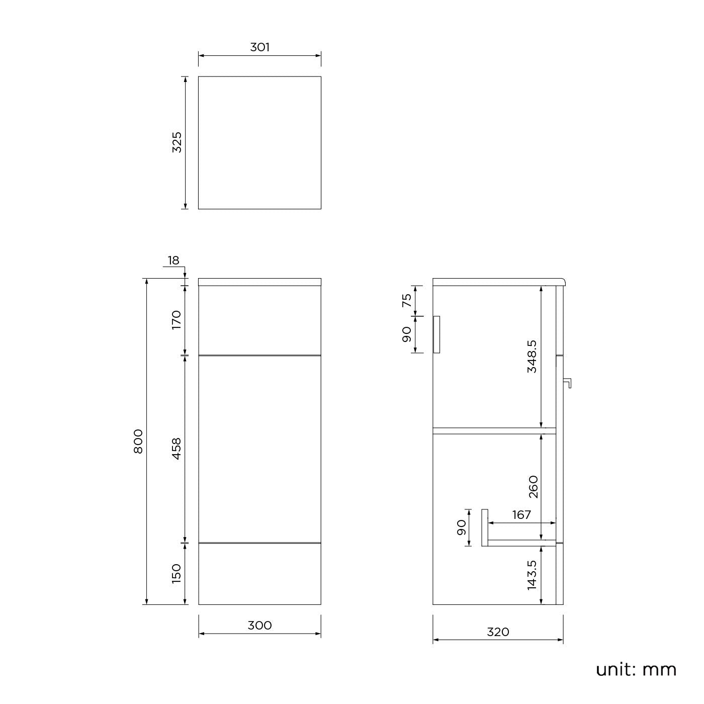 Harper 300mm Cupboard Unit - Grey