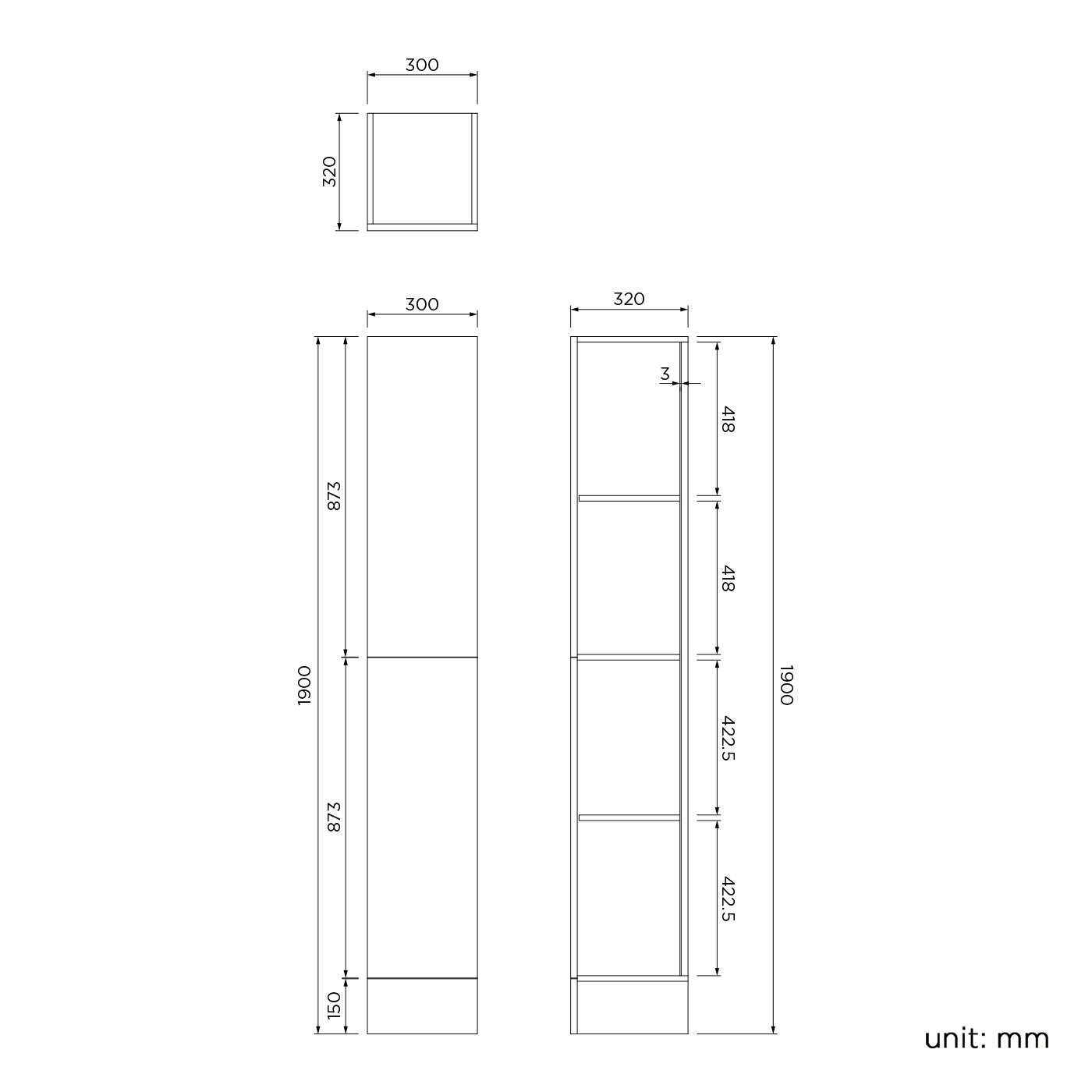 Harper 1900 Tall Unit - Grey