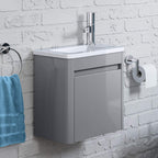 Denver 400 Wall Hung Cloakroom Unit & basin Right Hand - Grey