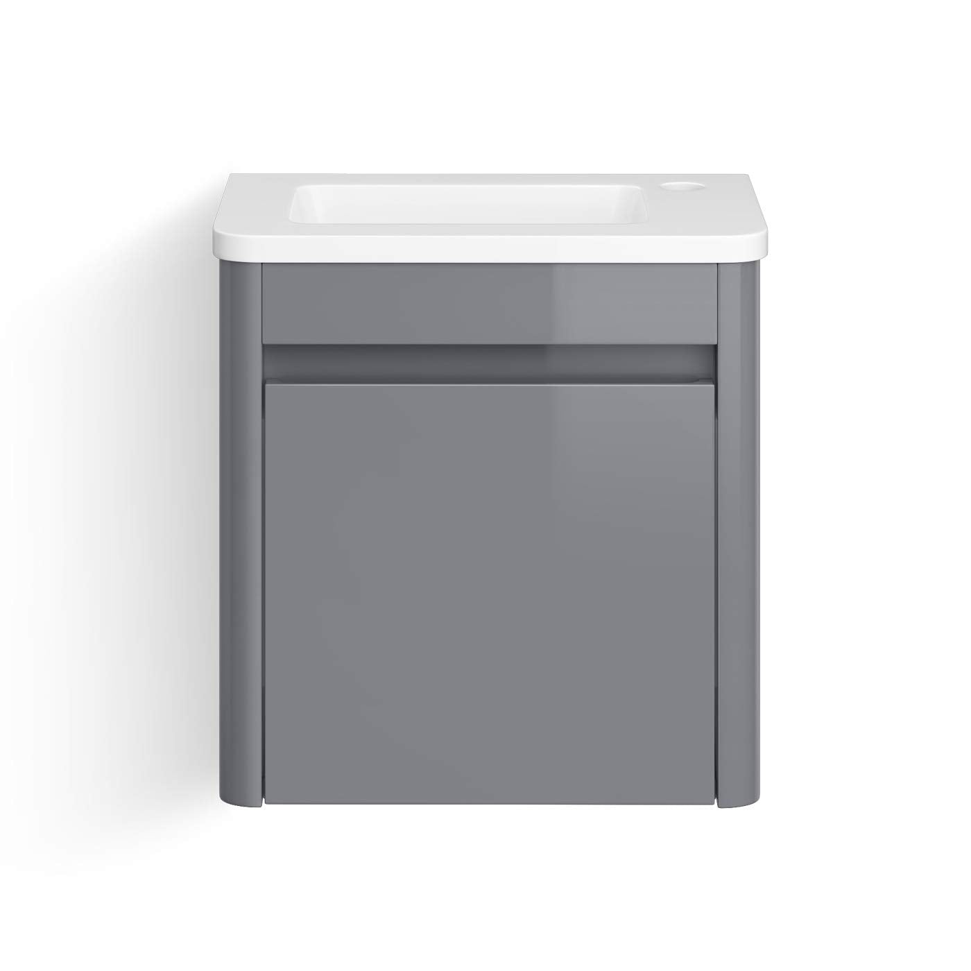 Denver 400 Wall Hung Cloakroom Unit & basin Right Hand - Grey