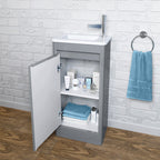 Denver 400 Floor Standing Cloakroom Unit and Basin Right Hand - Grey