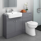 1160mm Harper Gloss Grey Combined Vanity Unit - Quartz Pan