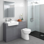 1160mm Harper Gloss Grey Combined Vanity Unit - Quartz Pan