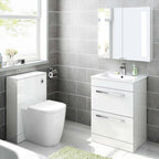 AVON 600 FS CABINET WITH 2 DRAWS HG WHITE & SLIM BASIN