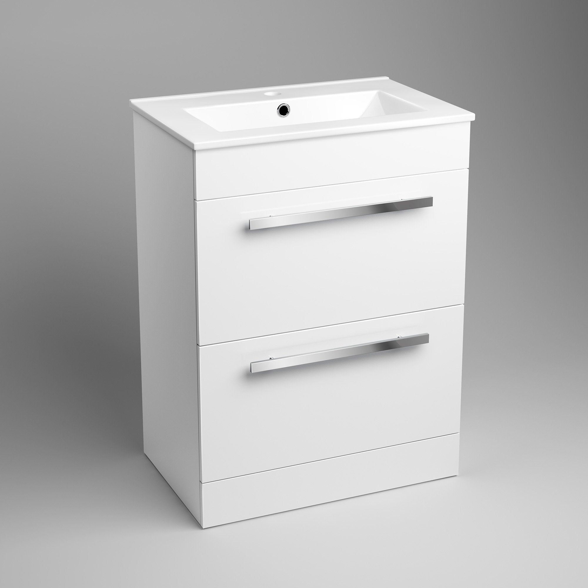 AVON 600 FS CABINET WITH 2 DRAWS HG WHITE & SLIM BASIN