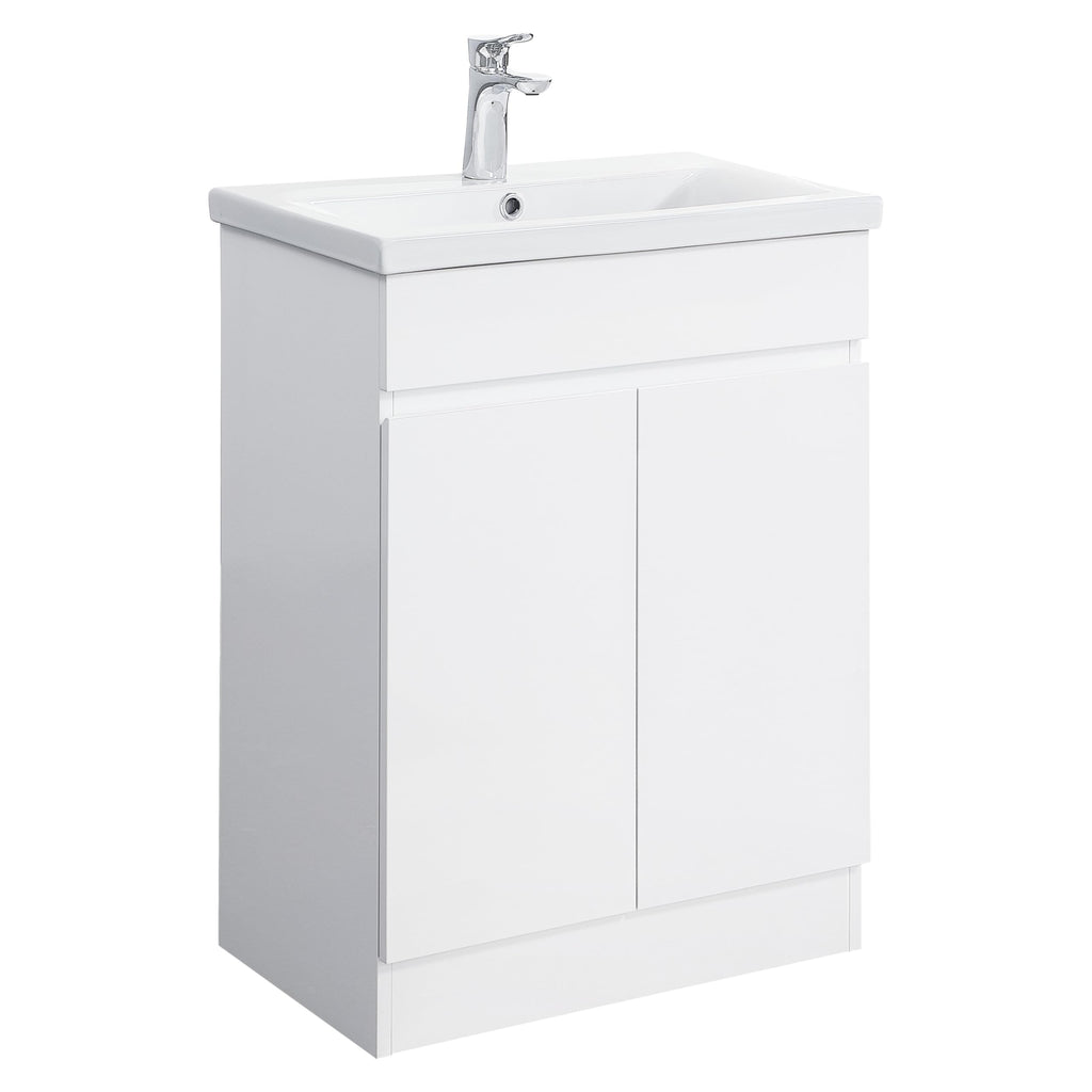 TRENT 600 FS CABINET W/ DOOR W/ GROOVE HANDLES HG WHITE & MID-EDGED BASIN